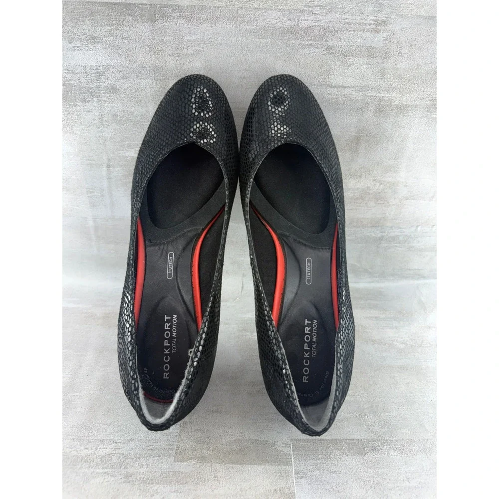 Rockport Total Motion Black Snakeskin Leather Pumps V81086 Women Sz 9.5 M